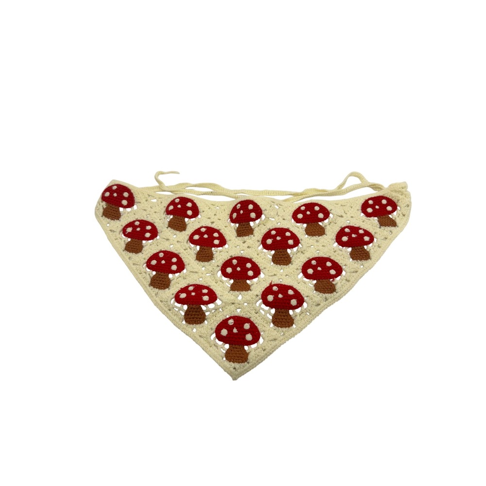 Sunday State MUSHROOM Crochet‎ Granny Square Handkerchief Head Hair Scarf Boho